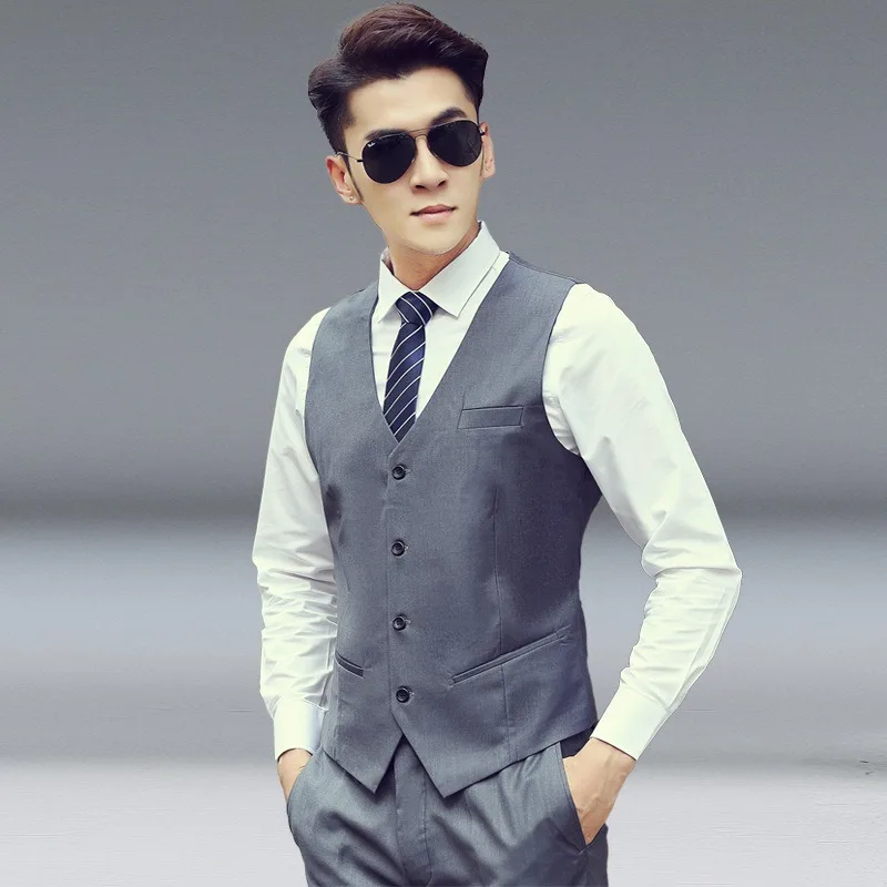 Men Vest Slim Fit Plus Size 6XL 7XL Formal Clothes Royal Blue Black Wine Red Gray Groomsman Uniform Office Male Waistcoat