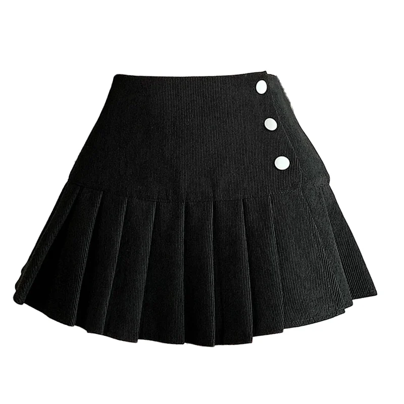 Damen Cord Minirock Y2K Japanische Harajuku High Street Fashion 90er Jahre Retro Sexy Halblange Röcke College-Stil Kleidung