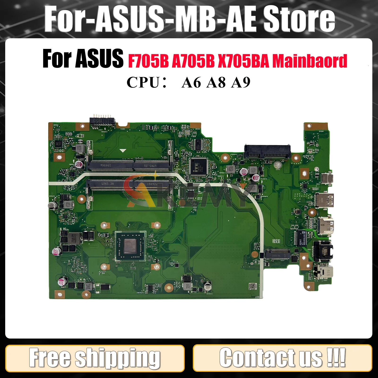 

X705BA Laptop Motherboard For ASUS VivoBook F705B A705B X705B X705BA Notebook Mainboard With A6 A8 A9 CPU tests OK fast shipping