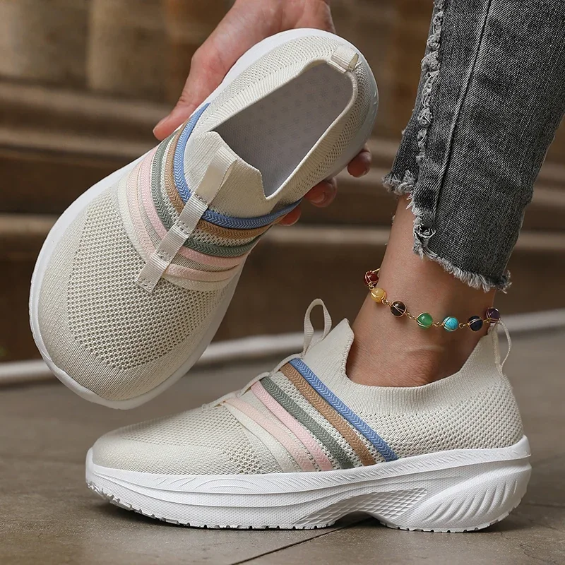 

Thick Soled Height Increasing Shoes Women's Spring Autumn Mesh Breathable Casual Shoes, Outdoor Lightweight Wedge Sports Shoes