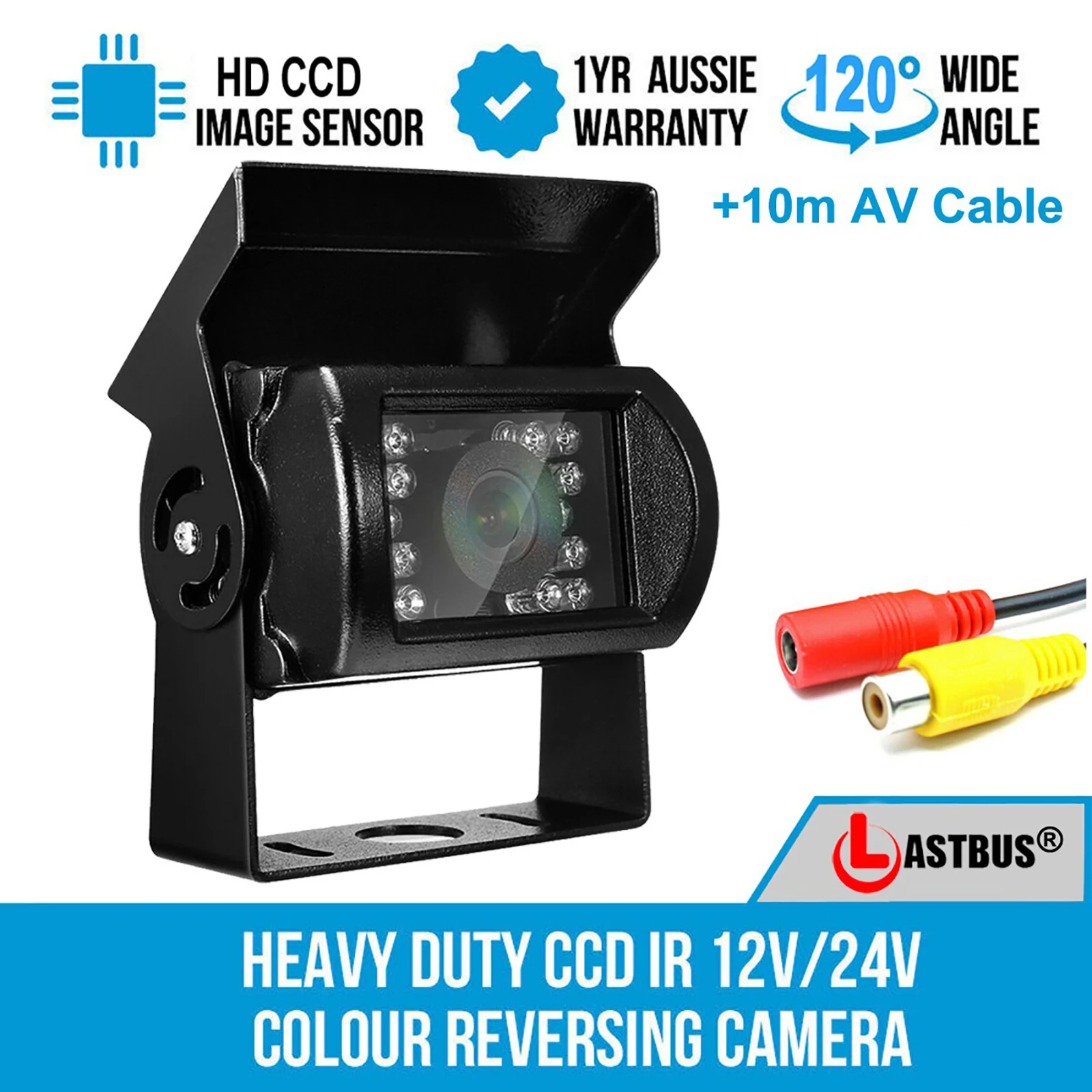 

Lastbus Black Heavy Duty Car Truck 600TVL Rear View Reversing Color Camera With 18 IR LEDs Night Vision For Caravan Trailer