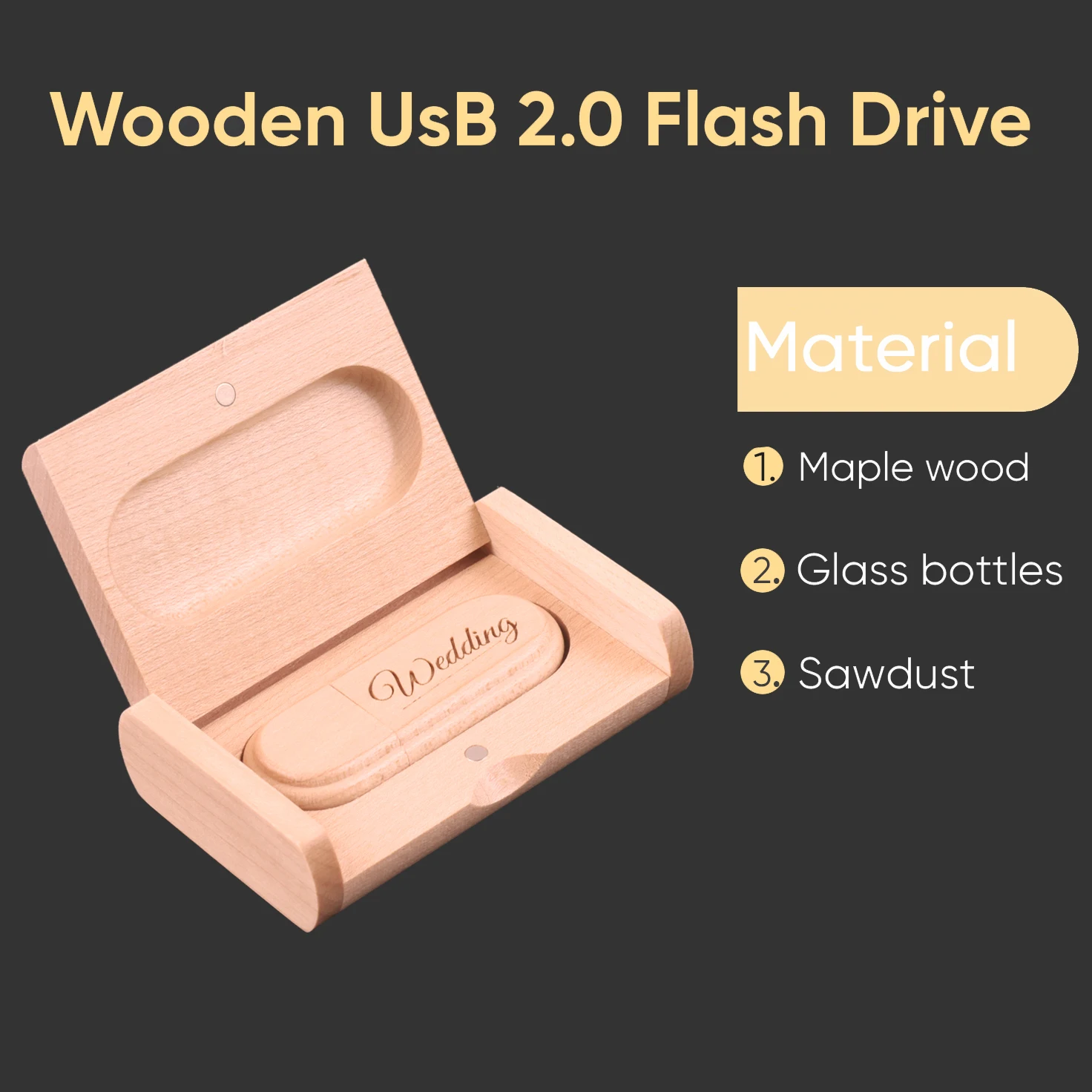 30 Stück USB-Stick aus Holz/Bambus mit kostenlosem individuellem Logo, 8GB 16GB 32GB 64GB 128GB, Hochzeitsgeschenke – Detail 1