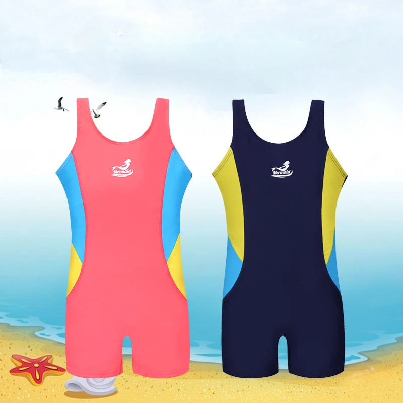 New Girls One-piece Swimsuit Sunscreen Children's Swimsuit Teenage Girls Professional Quick-drying Swimming Training Clothes