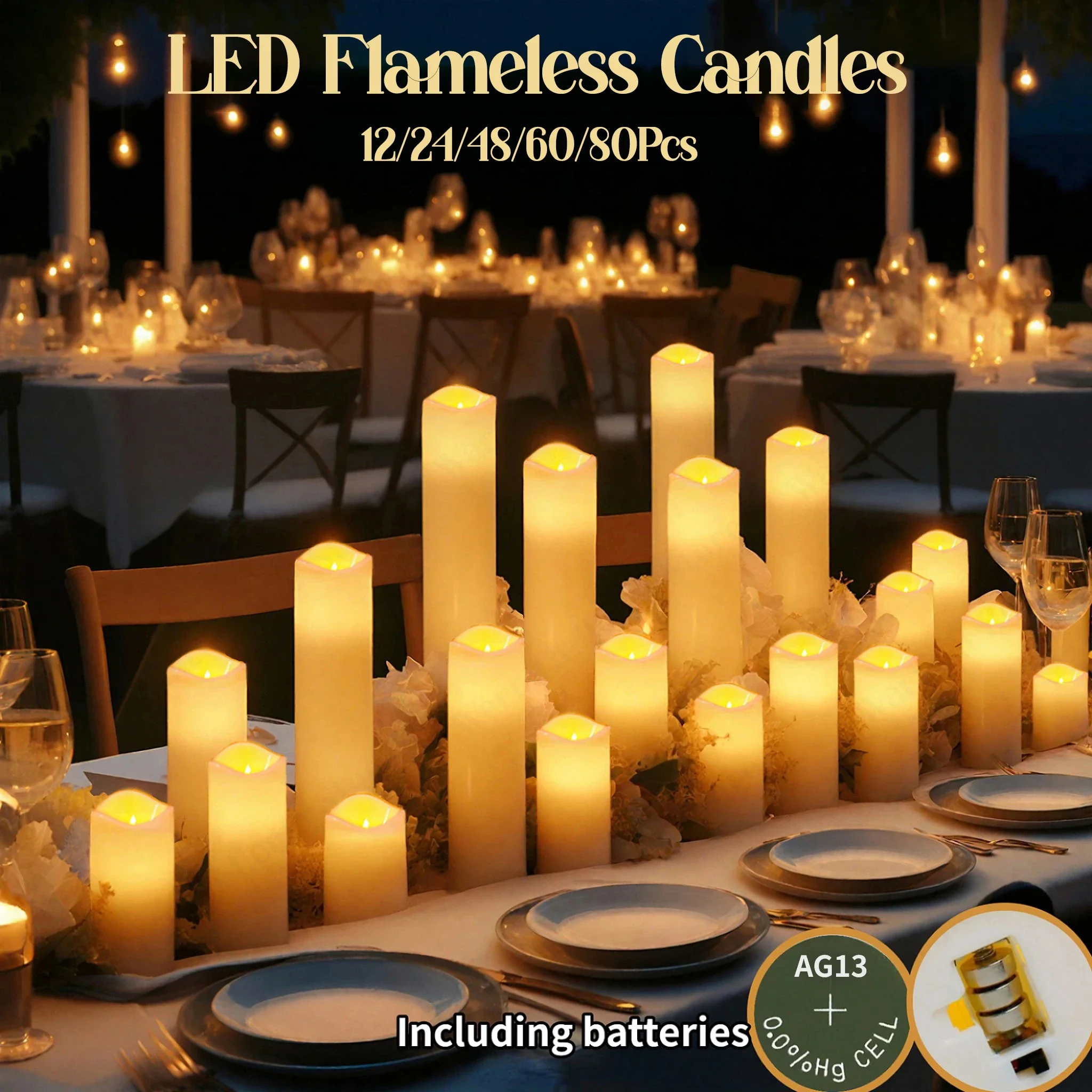 120-12Pcs Flameless Candles Battery Operated Candles Wedding Decor Led Candles Flickering Tea Lights Candle Candlelight Concert