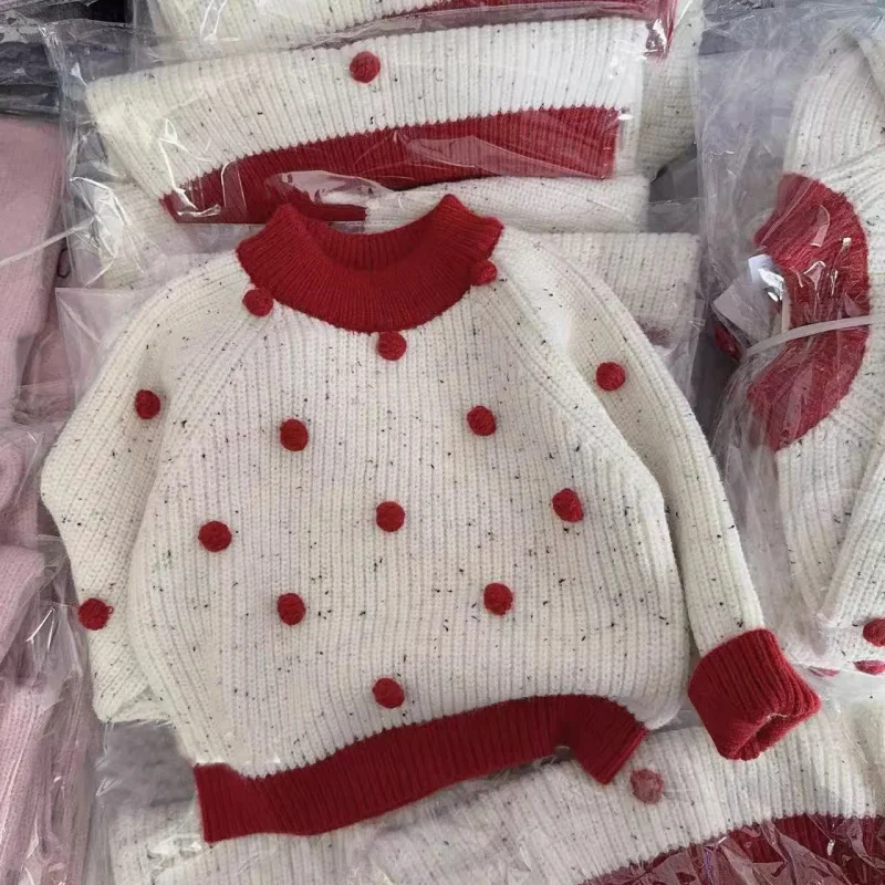 Girl's Sweater Autumn and Winter Style2024New Western Style Baby Girl Thickened Sweater Winter Clothes Children's Bottoming Shir