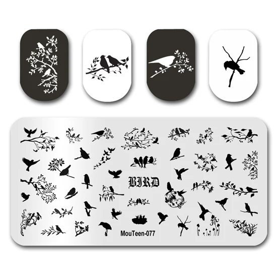 Nail Stamp MouTeen075 Feather Bird Dreams Time Nail Plates Stamp Manicure Set For Nail Art Stamping