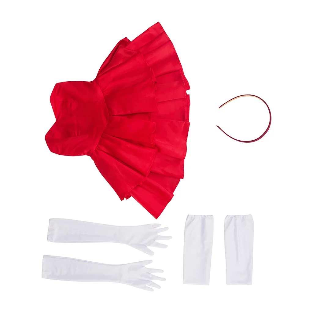 Horror Movie Perfect Blue Mima Cosplay Costume Sexy Red Strapless Tube Dress With Thigh-High Stockings And Gloves Set For Women view 6