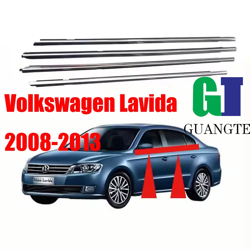 

4PCS Car Chrome Weatherstrip Glass Window Molding Trim Seal Belt Compatible with Volkswagen Lavida 2008-2013 18D837478