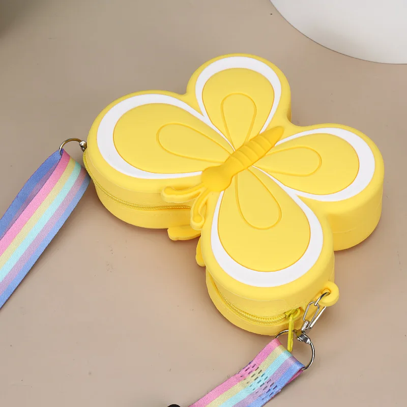 Lovely Bow Children\'s Silicone Shoulder Bags Cute Butterfly Shape Baby Girls Crossbody Bag Candy Color Kids Small Coin Purse 가방