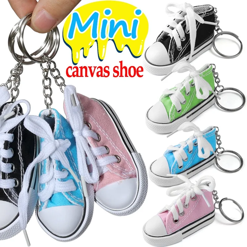 

Fashion Cute Cartoon Shoes Key Holder Mini Canvas Shoes Keychain Men Women Mobile Phones Car Pendant Keyring Jewelry Accessories