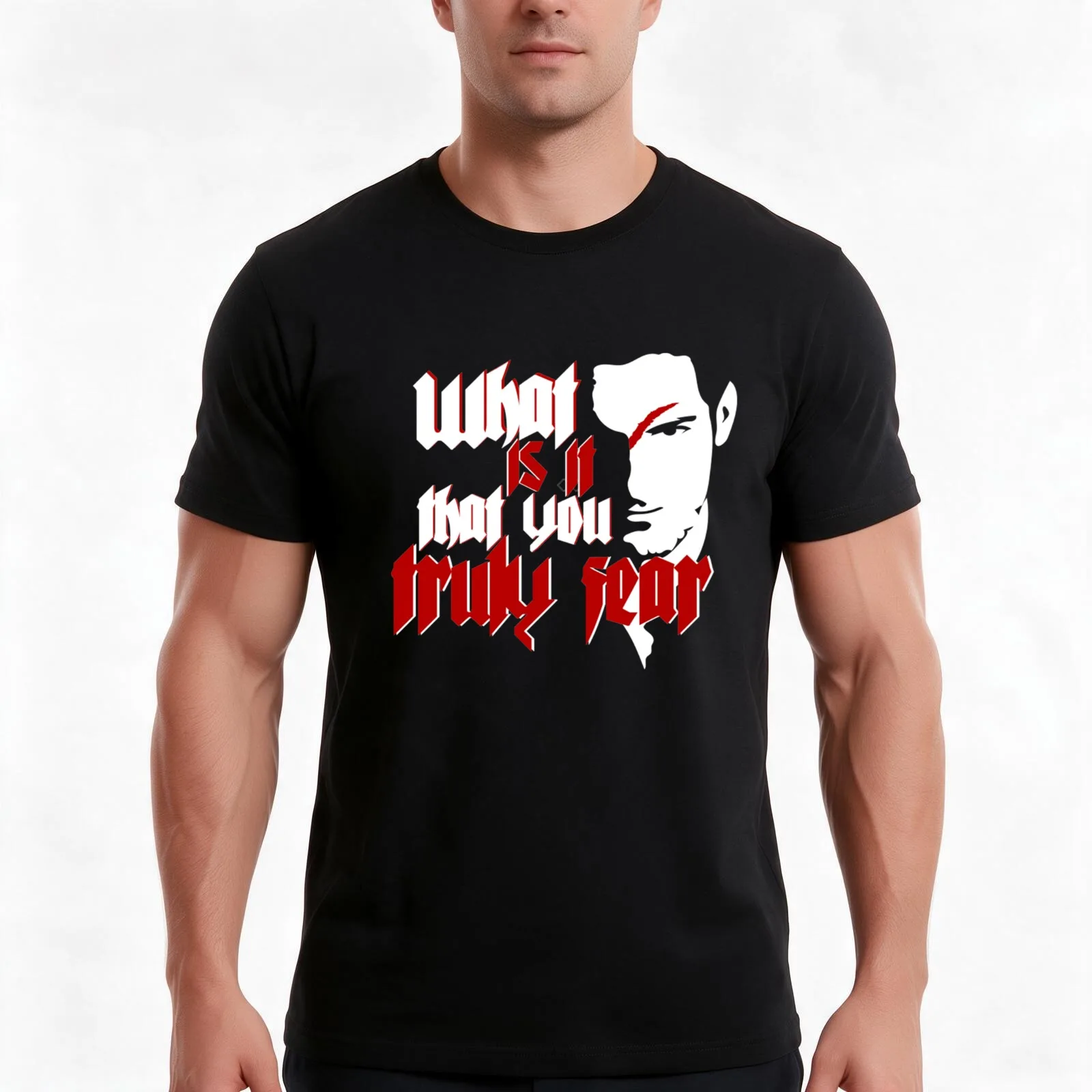 what is it that you truly fear ? michael demiurgos T-Shirt, Summer Casual Cotton Tee, Oversized Streetwear Tops, 100% Cotton