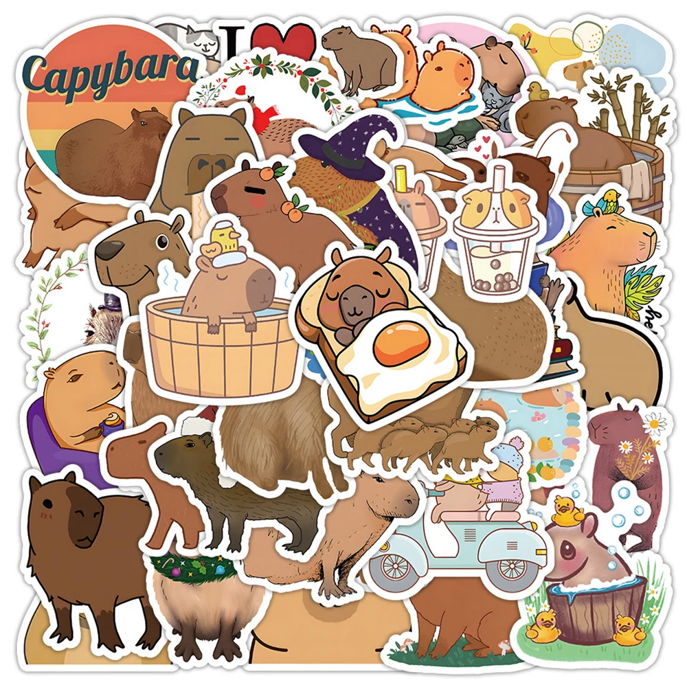 

10/30/50pcs Kawaii Animal Capybara Cartoon Stickers for Kids Toys Decals DIY Diary Laptop Luggage Car Cute Sticker Children Gift