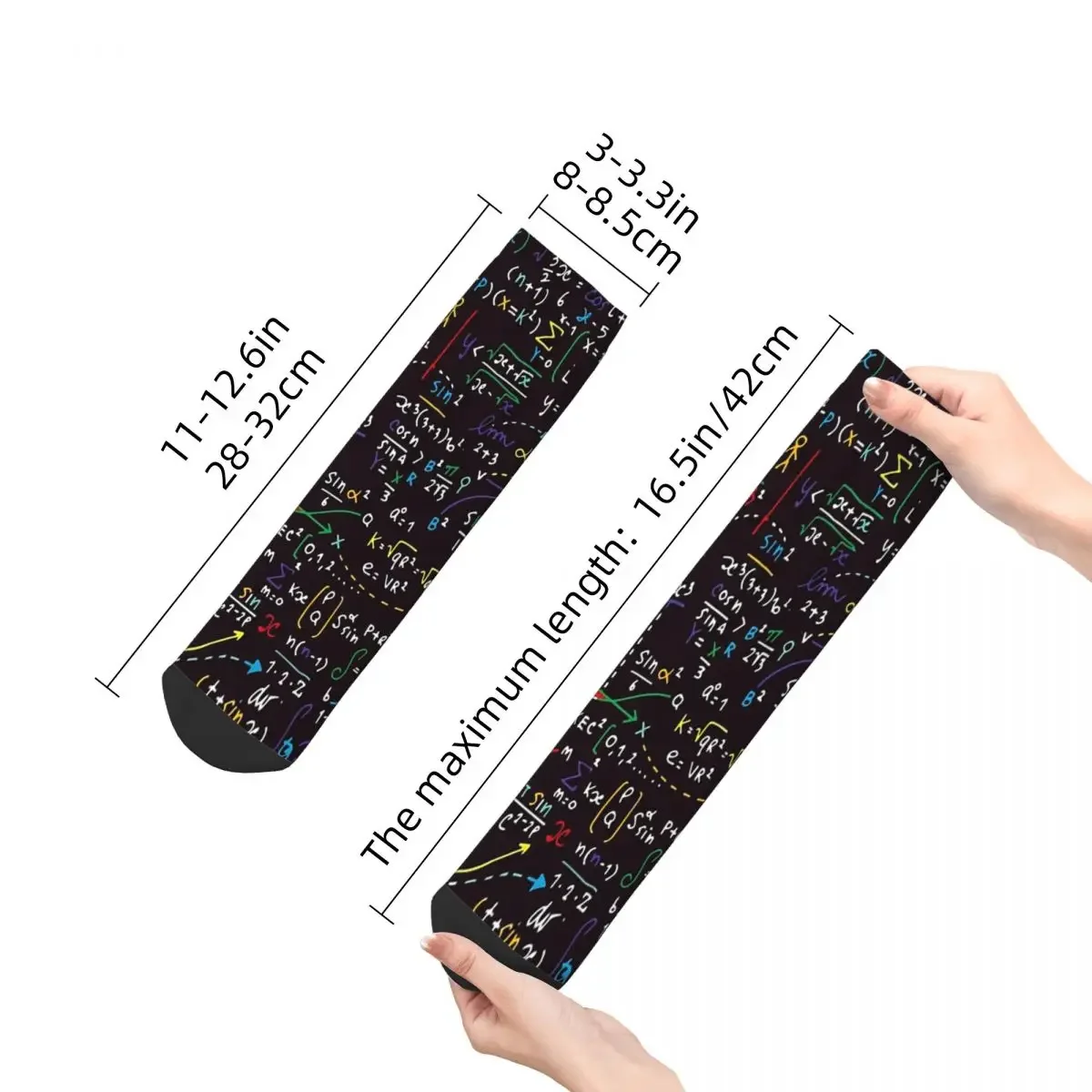 Colorful Math Formulas Socks Harajuku Sweat Absorbing Stockings All Season Socks Accessories for Man's Woman's Birthday Present