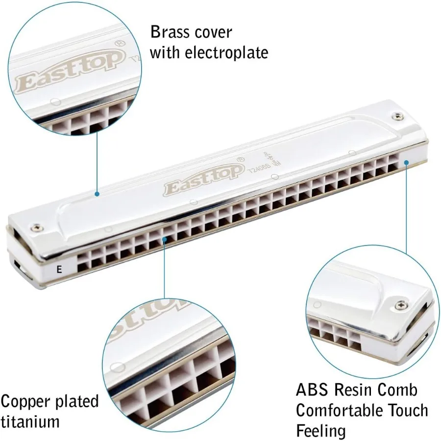 هارمونيكا تريمولو من إيست توب مفتاح E 24 فتحة جهاز اهتزاز احترافي T2406S هارمونيكا للبالغين المحترفين وستو #2