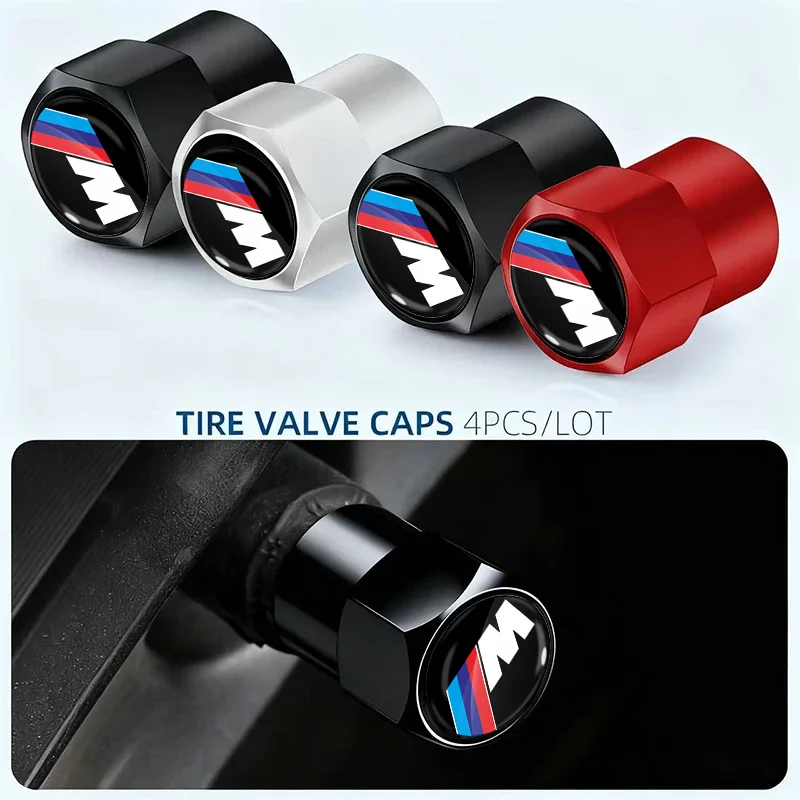 

Комплект из 4 металлических колпачков для ниппелей автомобильных шин для BMW M6 M5 M3 X1 X3 X5 E38 E39 E46 E53 E60 E61 E64 E70 E71 E85 E87 E90