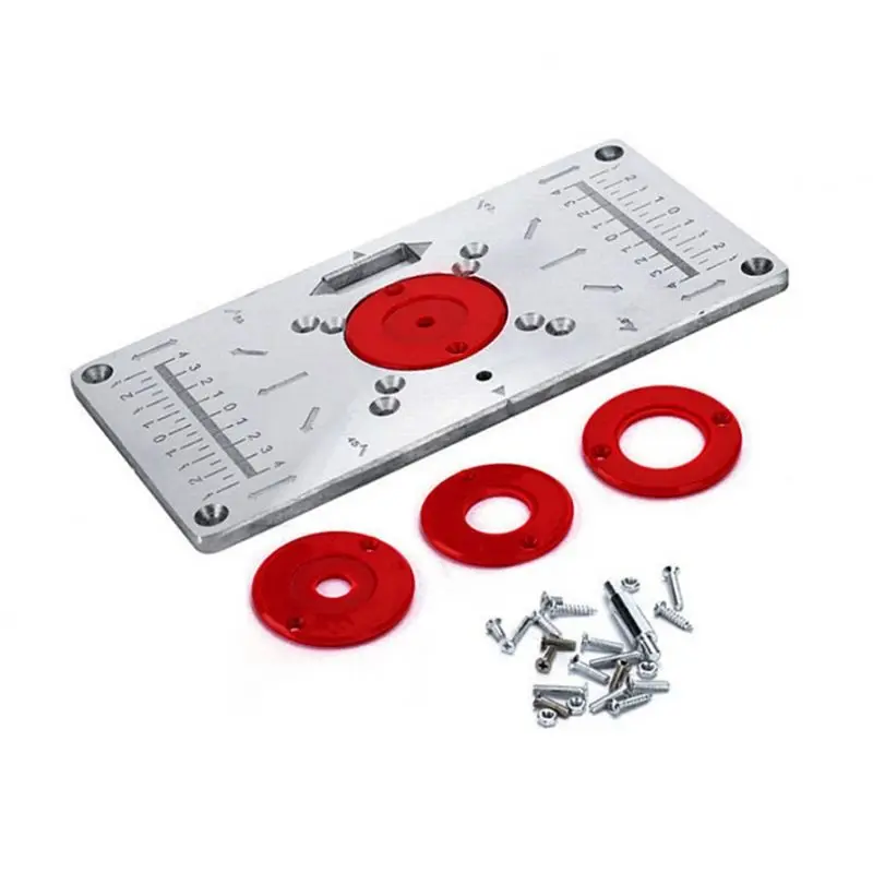 A01F-Router Table Flip Plate Aluminum Router Table Insert Plate W/ Router Insert Rings Wood Router Tools For Woodworking