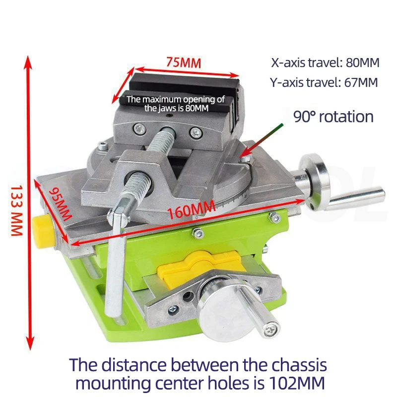 2 in 1 Milling Drilling Precision Vise Swivel Base Table Aluminium Alloy Compound Worktable Multi-functional Mini Cross Table