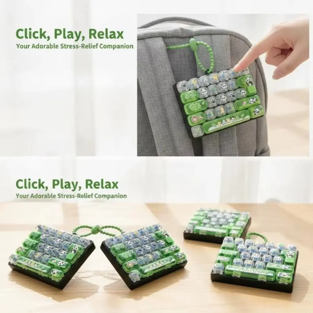 26-Key Decompression Button Panda Print Cute Design Mini Keyboard Pendant Simulation Keyboard Transparent Dual-Tone