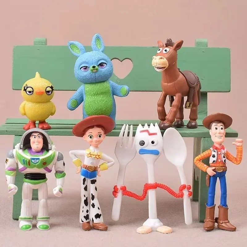 Toy Story 4 7 stks Actiefiguren Set Collectible Dolls Woody Jessie Buzz Lightyear Forky Varken Beer Model Speelgoed Cadeaus voor Kerstmis