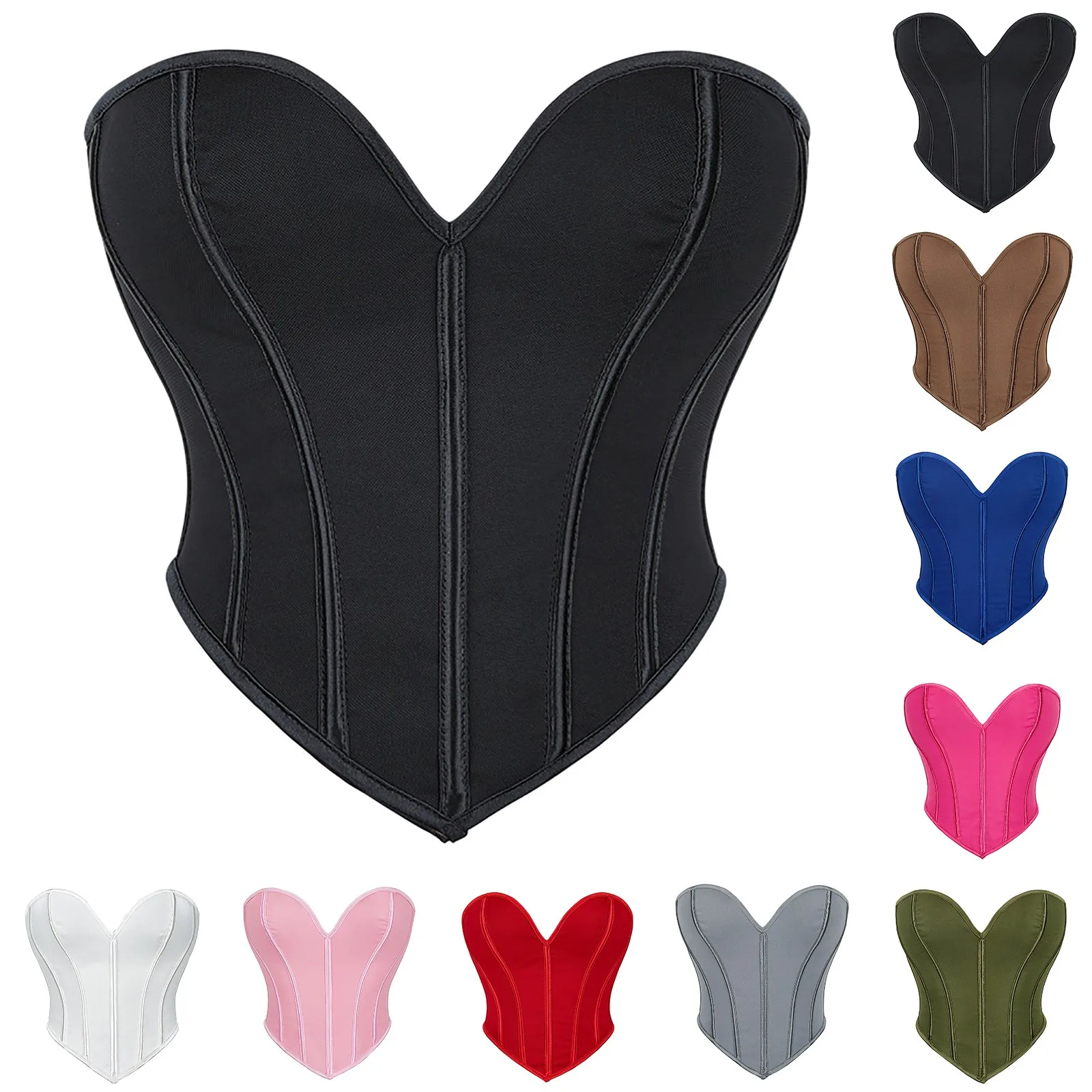 Womens Strapless Bustier Corset Tops Fishbone Push Up Waist Trainer Crop Top Lingerie Vintage Boned Tube Tops Corselet Shapewear