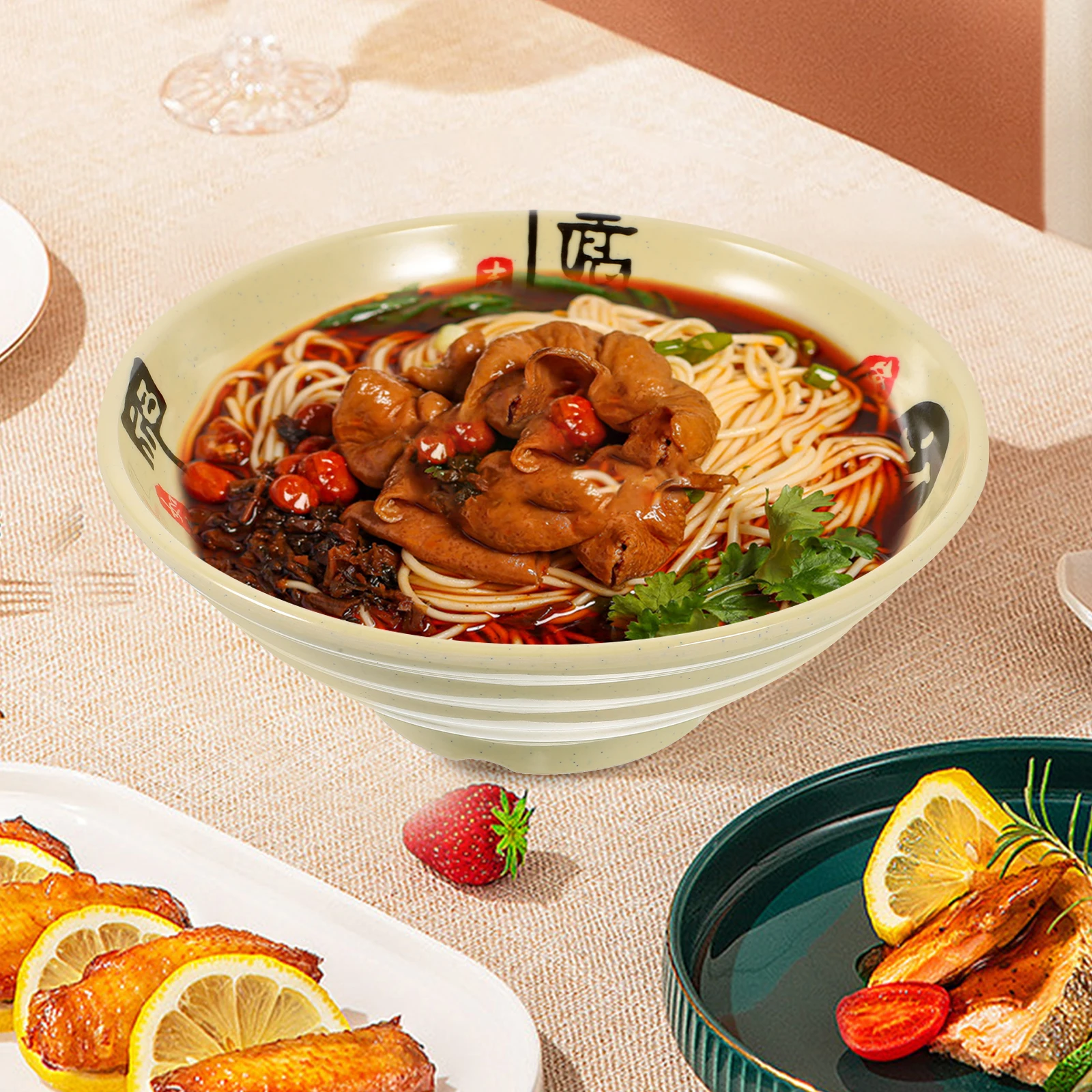 Cuenco de vajilla de melamina de gran capacidad, diseño profundo, sopa, ensalada, fideos, arroz, postre, tazón para servir comida, utensilios de cocina, 1 Uds.