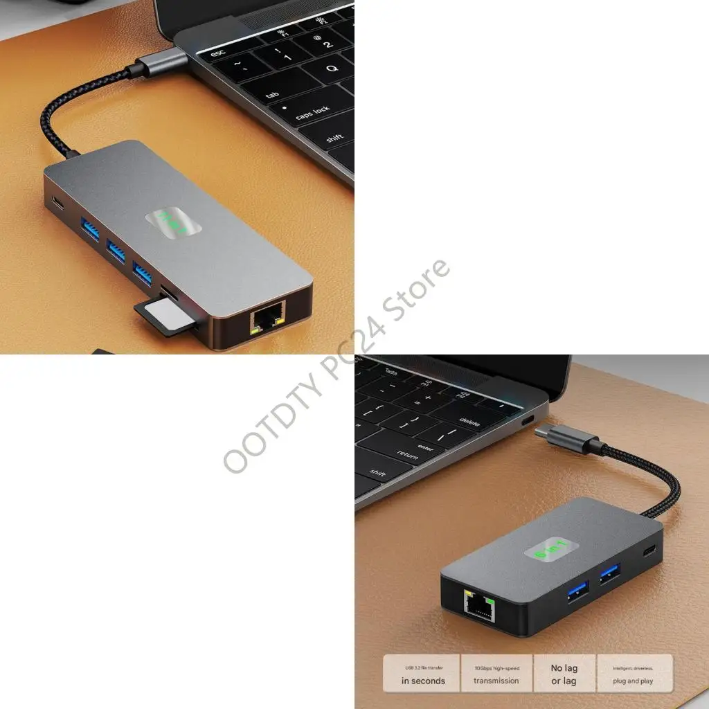 

Многофункциональная док-станция H7BA с USB C, обеспечивающая HDTV 4K с частотой 60 Гц, выход VGA 1080P, устройство чтения карт 3