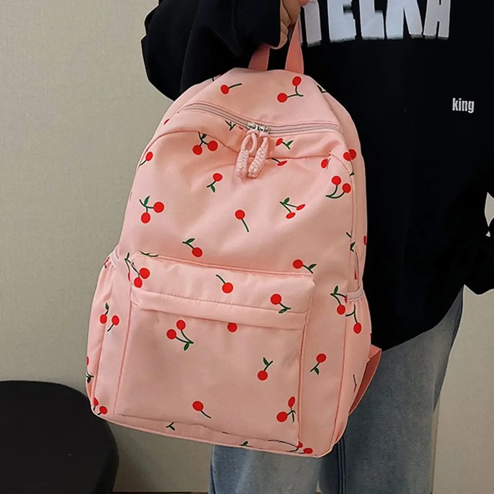 

3Pcs/Set Oxford Cloth Cherry Backpack Preppy Style Large Capacity School Bag with Lunch Bag & Pencil Case Adjustable