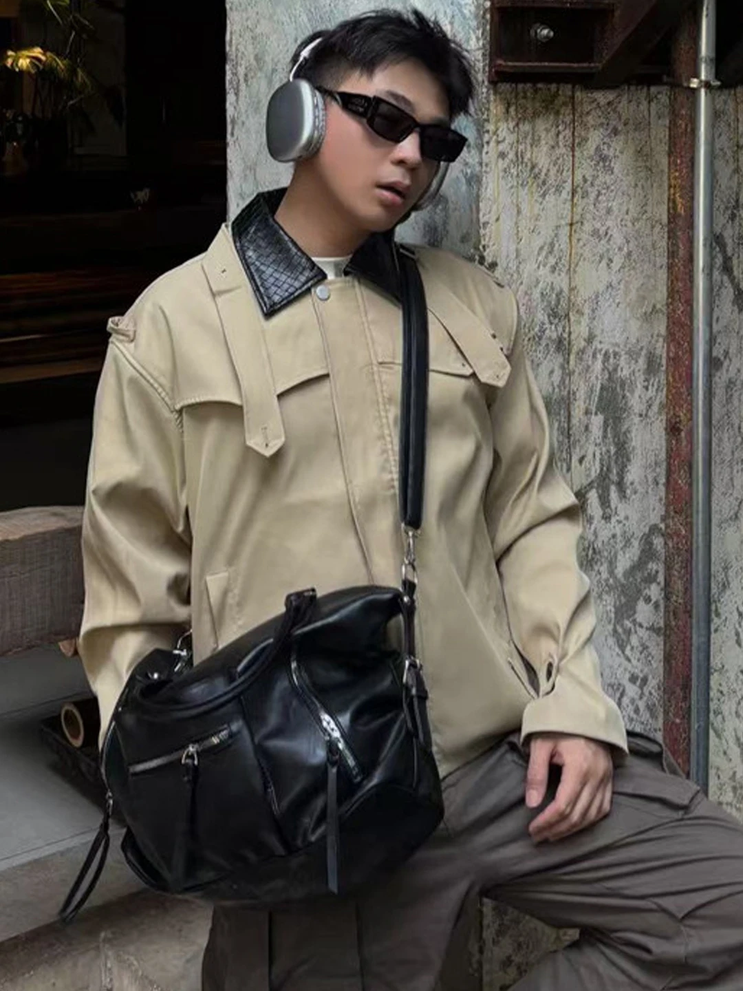 Retro Japanese Style Large Capacity Underarm Tote Bag Unisex Street Style Handbag Dark Harajuku Trend Youth Casual Bag