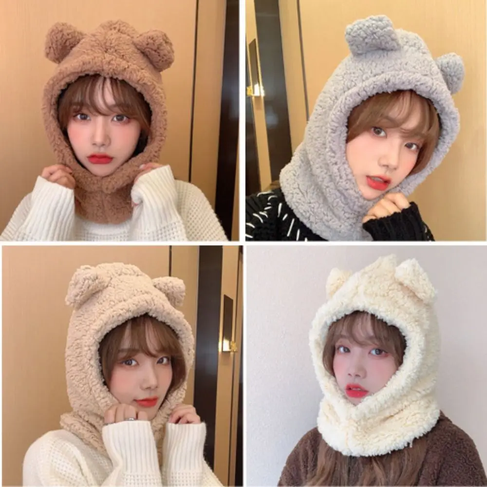 Cute Bear Ear Hat Kawaii Women Winter Beanies Caps Warm Casual Plush Hat Casual Female Keep Warm Anime Gift