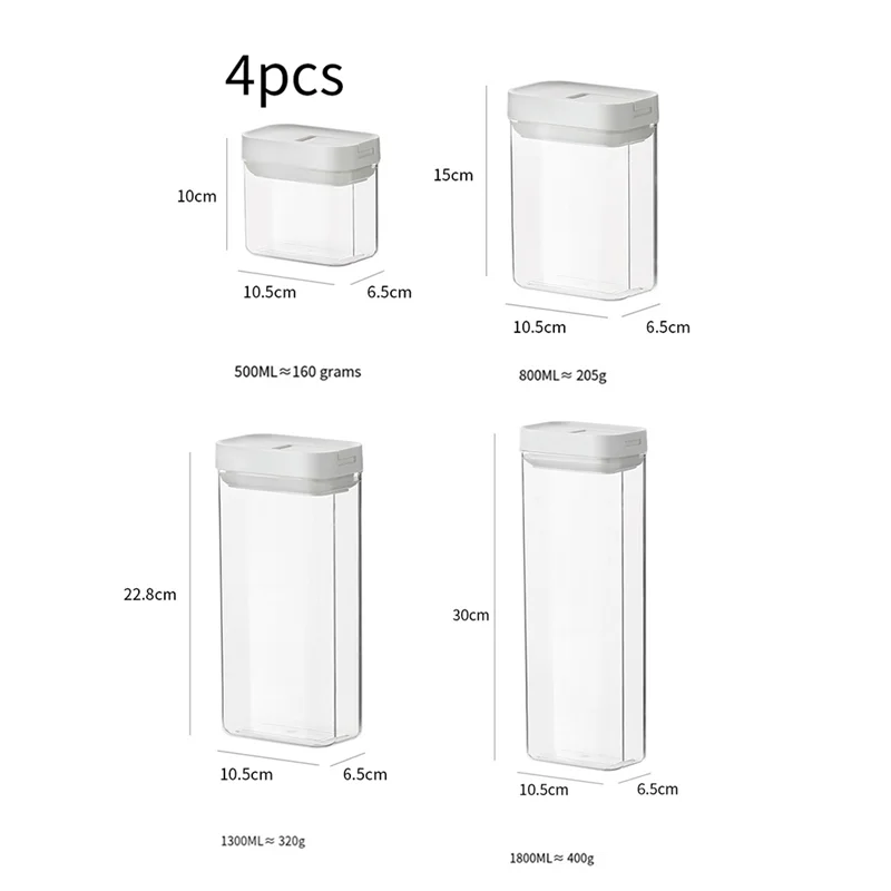 

G6-Sealed Food Storage Box Cereal Candy Dried Jars Kitchen Square Transparent Sealed Tank Box Snack Dry Goods Storage Jar Durabl