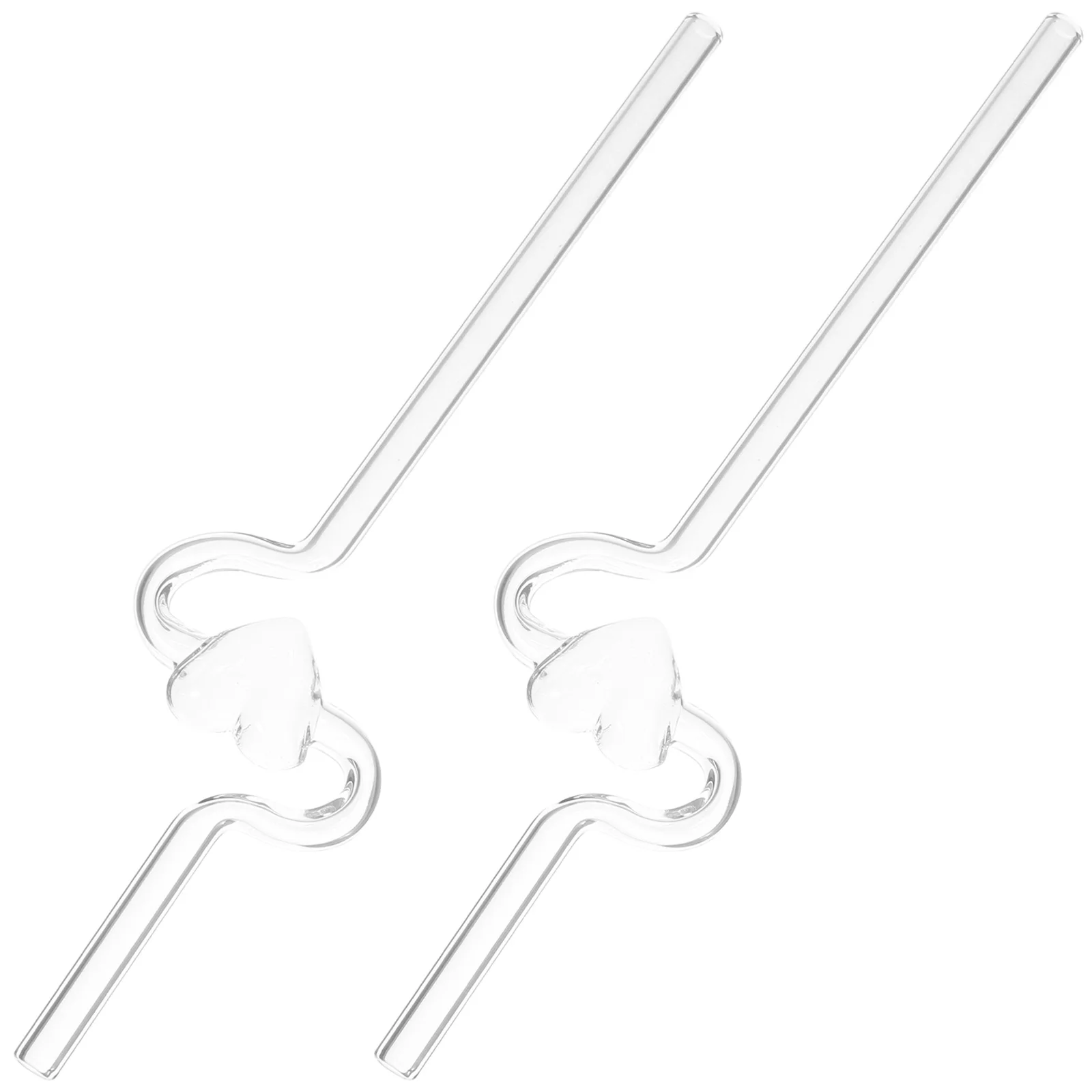 

2Pcs Heart-Shaped Glass Straws Reusable Transparent for Juice Milkshakes Cocktails Valentine's Day Wedding Party Romantic