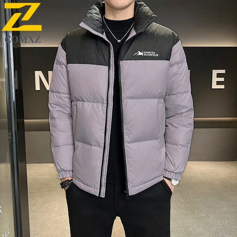 

COMXZ 2025 Winter Parka Men Trendy Multicolor Splicing Thick Thermal Padded Jacket Leisure Puffer Windproof Snow Parker Coat