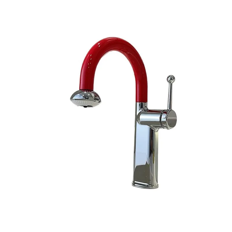 Pull-out Washbasin Faucet Hot and Cold Water Adjustable Rotatable Bathroom Sink Mixer Tap Copper Basin Faucet for Household Use