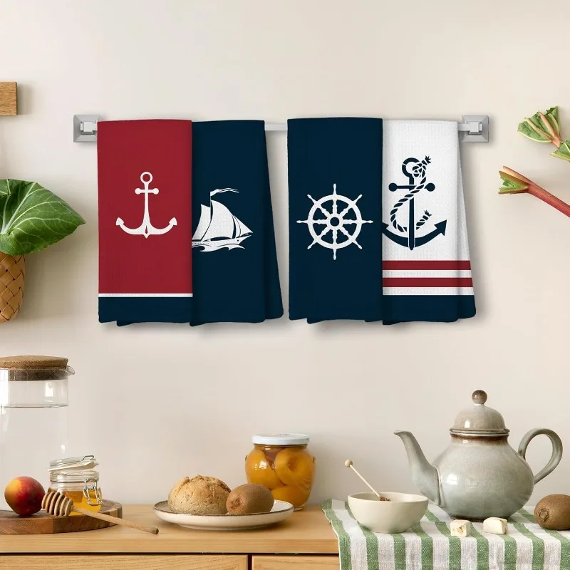 Conjunto de toalhas de cozinha de 4 peças, decoração divertida de cozinha sazonal, toalhas de suspensão de cozinha, 15,7x23,6 polegadas