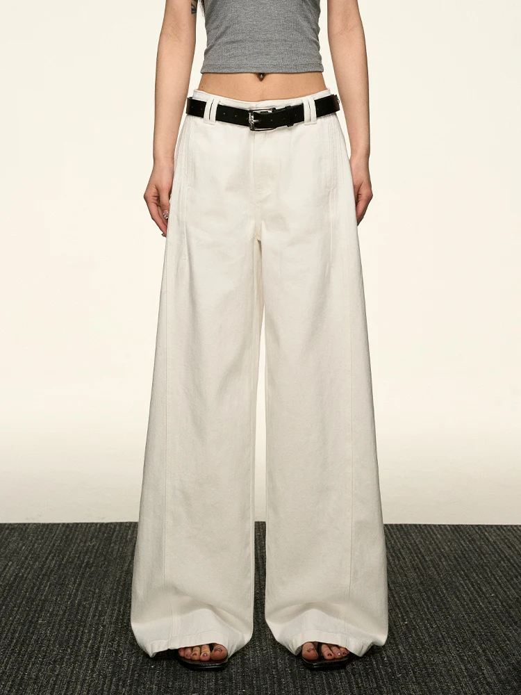 Aaisup American Style Super White Cow Straight Leg Jeans Women's Spring Loose Wide Leg Pants Versatile Slimming Floor-Length ...