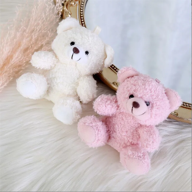 10Cm Curly Plush Sitting Doll Small Plush Toy Bear Bag Pendant DIY Wedding Gift Box Keychain Pendant 4 Color