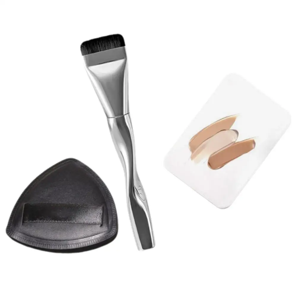 1 Stuks Make-Up Kwasten + 1 Stuks Driehoek Poederdons Set Concealer Oogschaduw 1akeup Borstel Mengen Cosmetische Beauty Tools