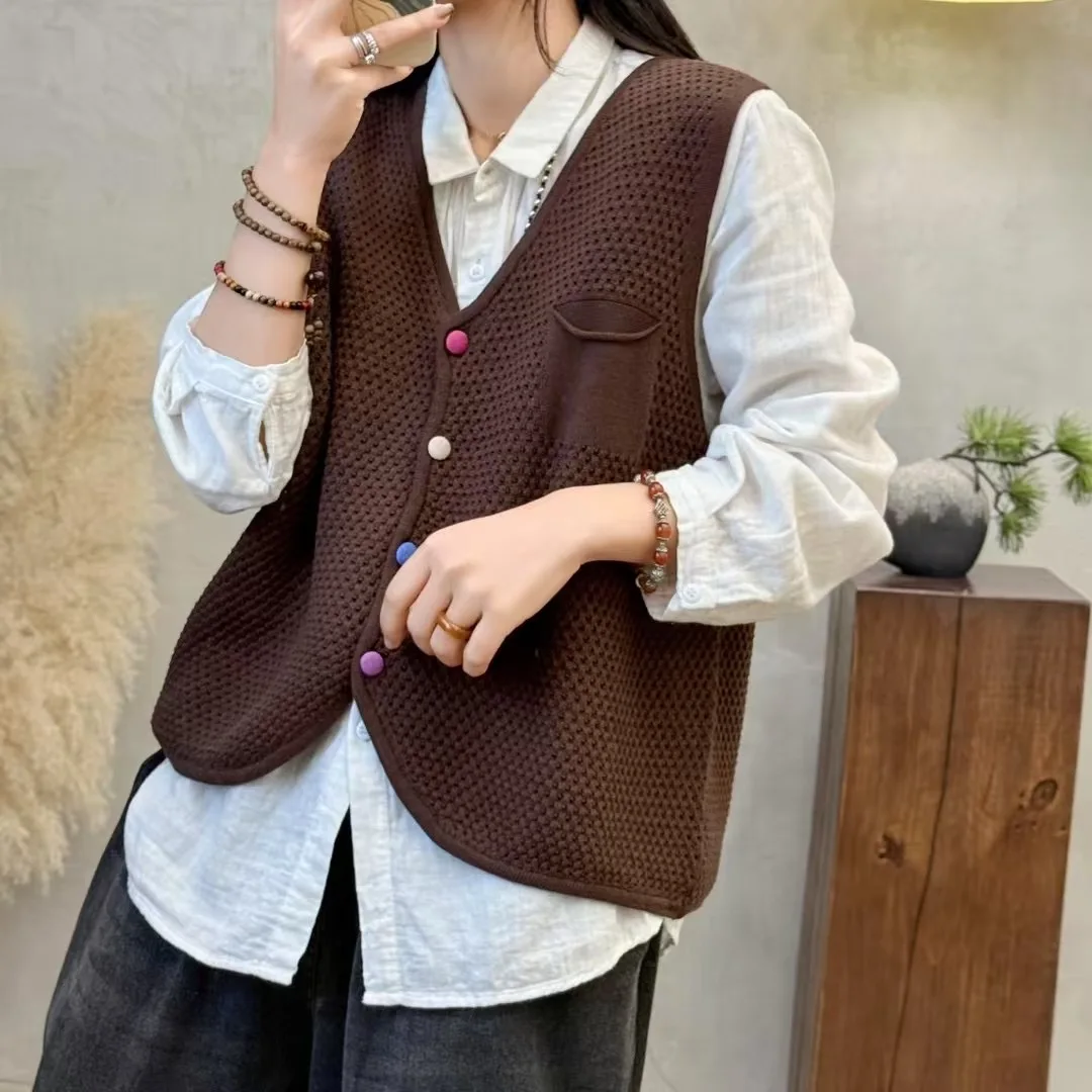 

Новый весенний женский жилет из хлопковой пряжи ort Svel V-Ne, вязаный кардиган, повседневная майка для поездок на работу, мода