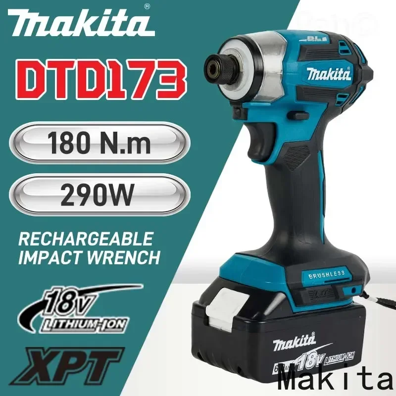 جديد Makita18V اللاسلكي شنيور يعمل بالبطارية DTD173 فرش الحفر الكهربائية مفك الخشب/الترباس T1/T2-وضع التوأم مصباح ليد 180 N/m