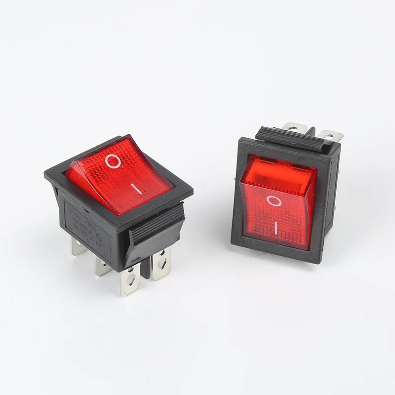 5PC KCD6Two-Speed with Light Ship-Form Button Switch Household Appliances Four-Leg Switch Waterproof Small Power Supply Rocker S