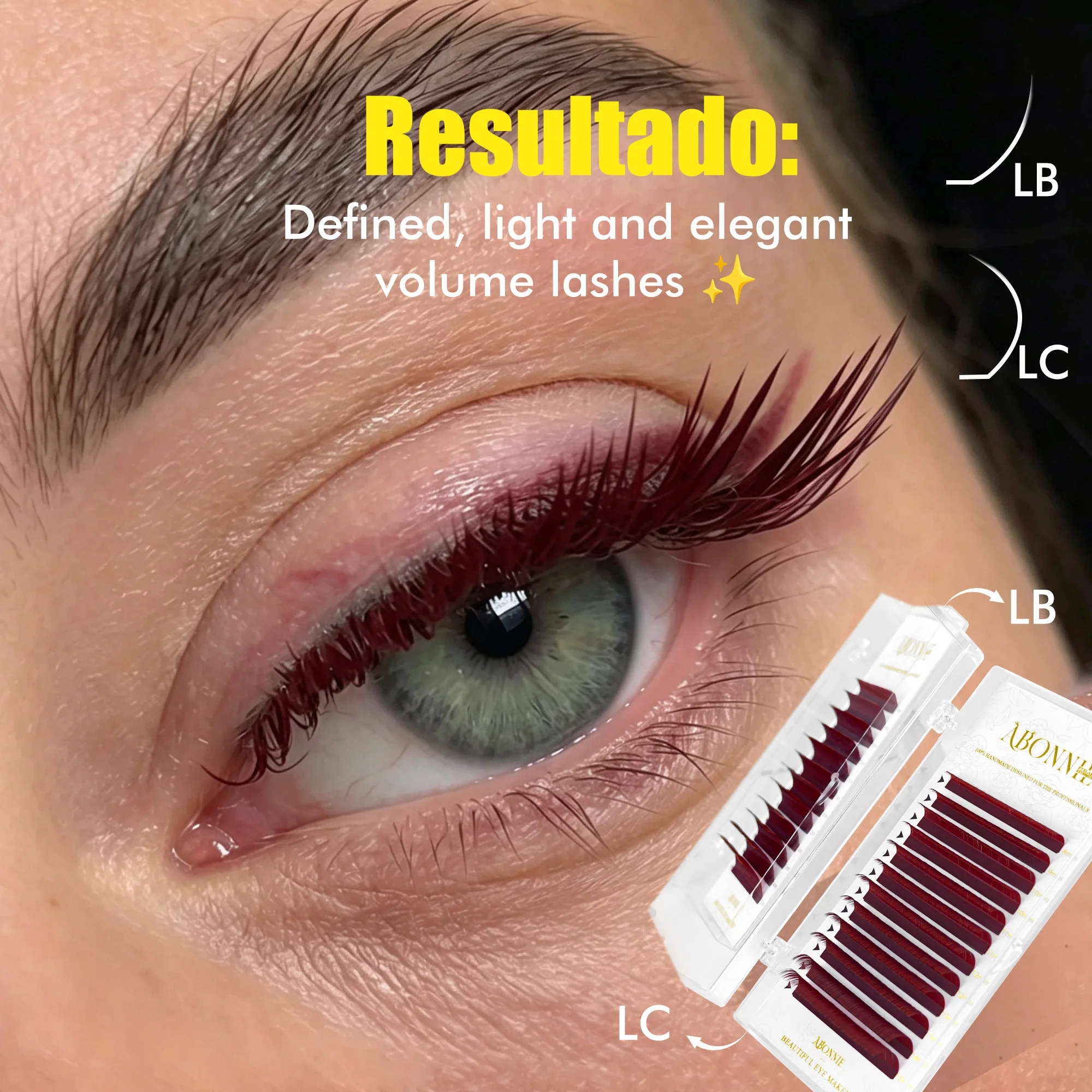 Abonnie LB/LC 8-15mm Burgundy Matte Volume Eyelashes Extensions Classic Individual Lashes Fluffy False Eyelashes for Eye Beauty