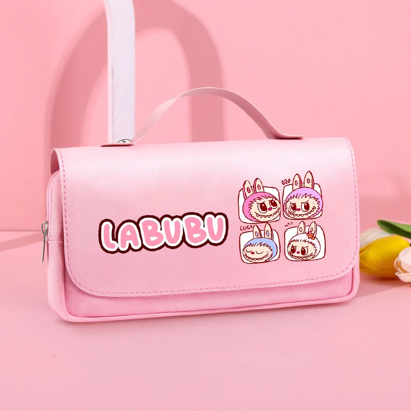 

Labubu Pencil Case Creative Double Layer Large Capacity Handy Pencil Bags Kawaii Cartoon Anime Girls Sweet Stationery Box Gift