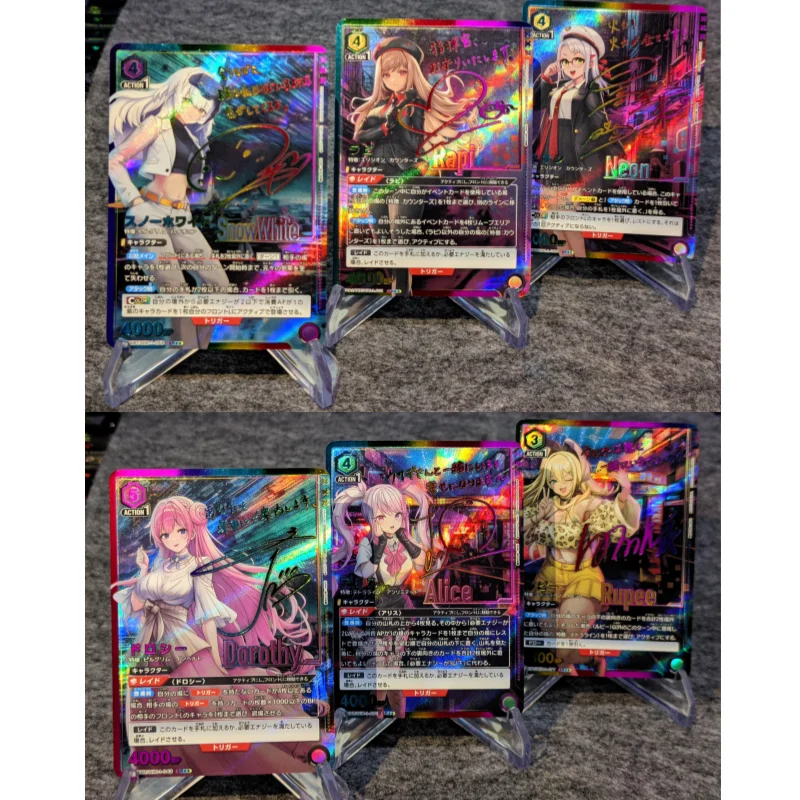 6Pcs/Set UA Cards NIKKE The Goddess of Victory Rupee Rapi Dorothy Alice Golden Sign Anime Game DIY Collection Color Flash Cards