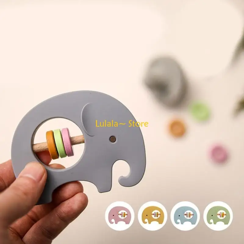 Y4QA Handhold Rattle Silicone Elefante Teether Toy Accessori per bambini Music Toying Toy