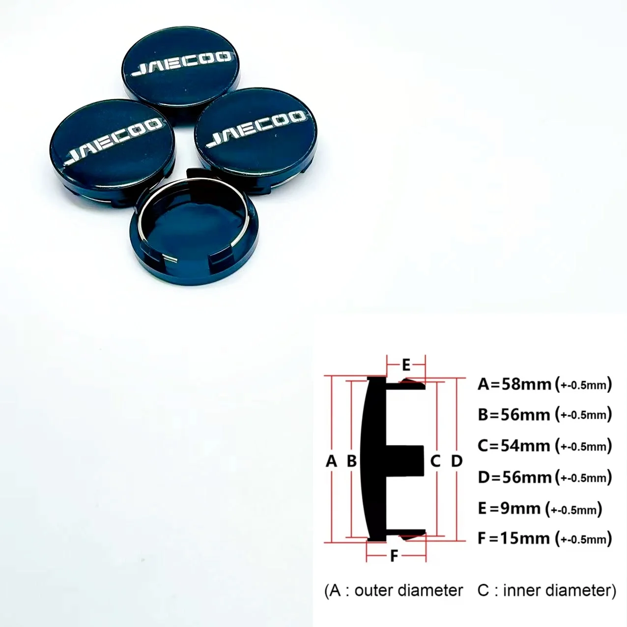 4PCS / Lot 3D 58MM Cap For Rims JAECOO Emblem Wheel Center Cap Sport Car Logo Wheel Cover Hub Cap Badge Styling Accessories
