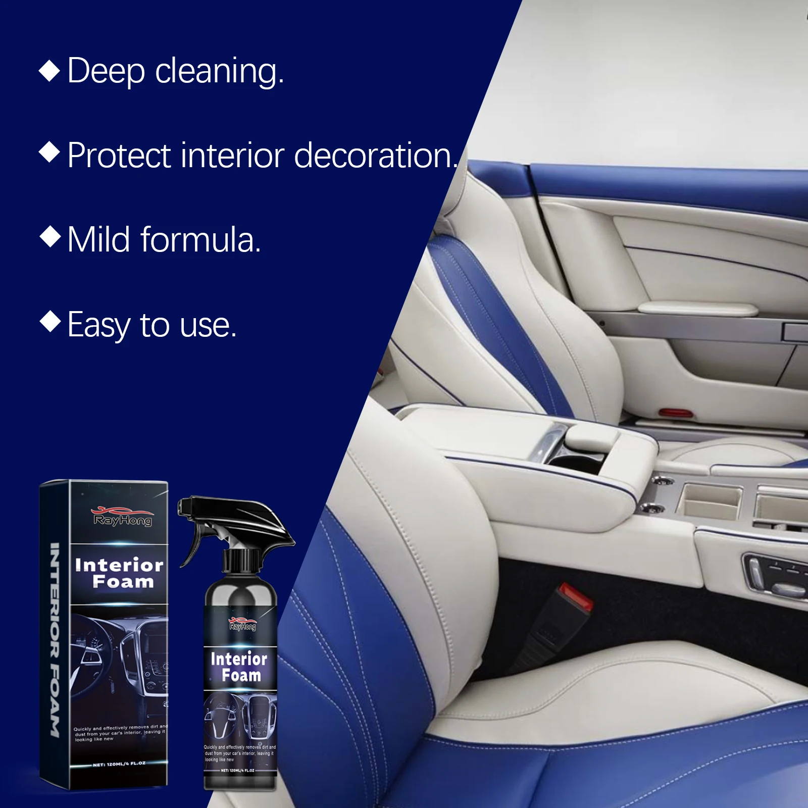 متعددة الأغراض سيارة الداخلية رغوة الأنظف الجلود الفانيلا المنسوجة النسيج رذاذ المنظفات مزيل سقف المقعد داش تنظيف 120 مللي #3