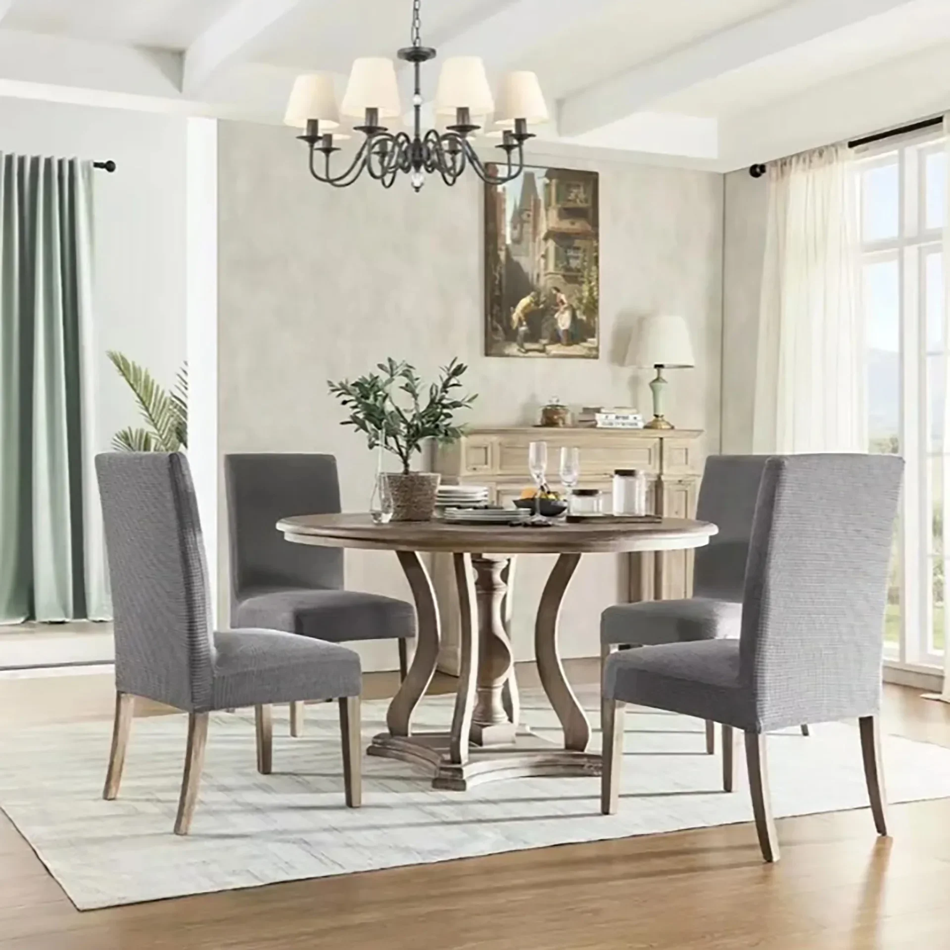 Jacquard Fabric Chair for Family Use, Detachable and Washable Seat Cover, Elastic Chair Cover, Suitable for All Seasons