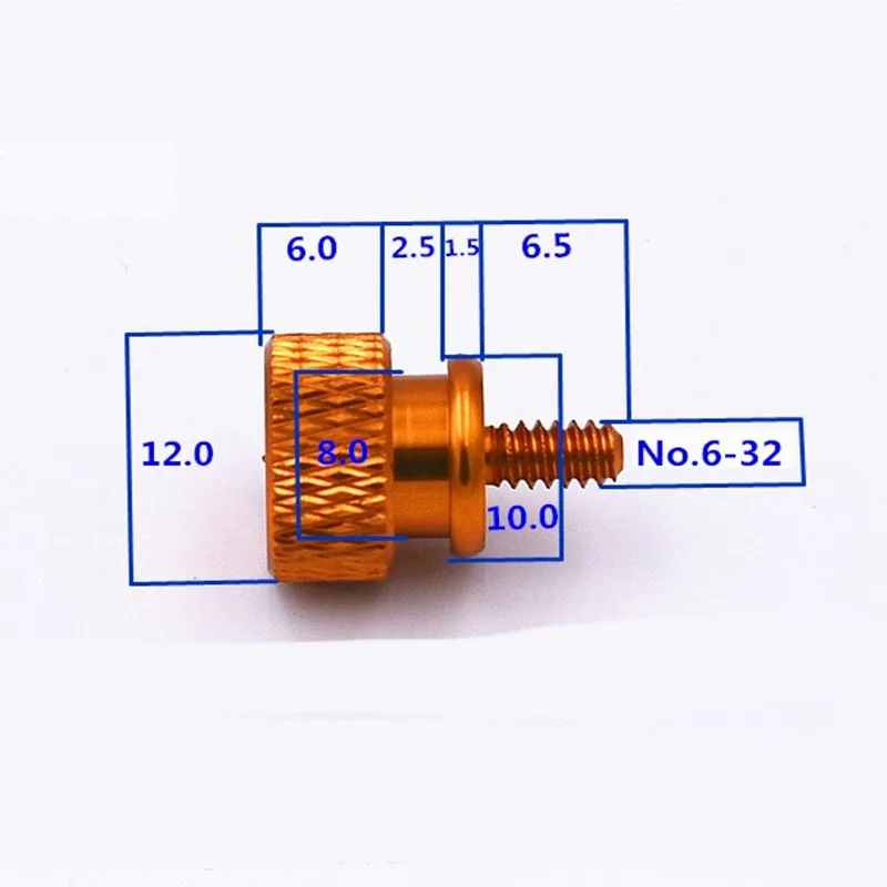 5pcs/10pcs/20pcs colourful 6#-32*6 Aluminum Knurled Head computer case Hand tighten Thumb Screws