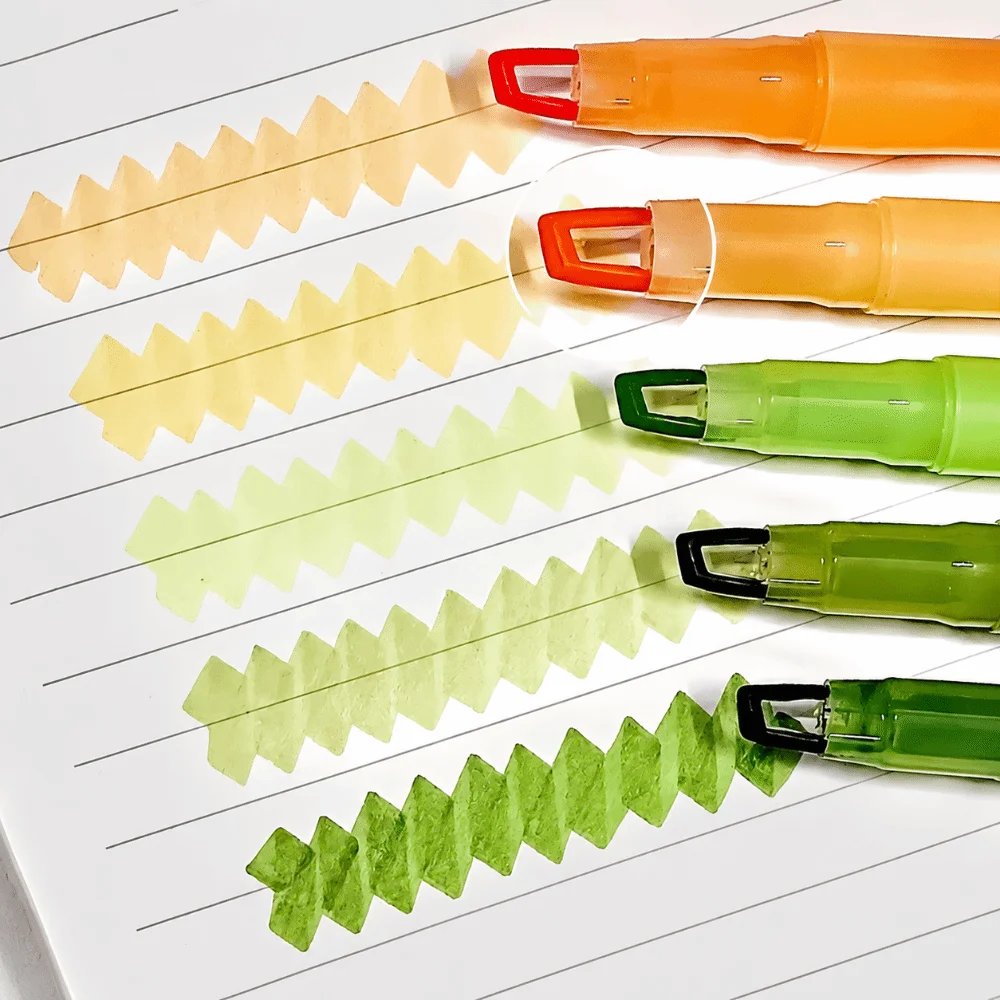 5pcs/set Colorful Dual Tip Highlighter Set Visible Window Multi-Color Highlighter Pen Eye-protecting Marker Pens Journaling