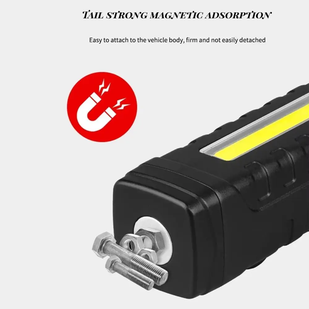 90-degree Rotatable Portable LED Flashlight Handheld Magnet Bottom Mini Camping Lamp Waterproof Side Light Outdoor Torch Home